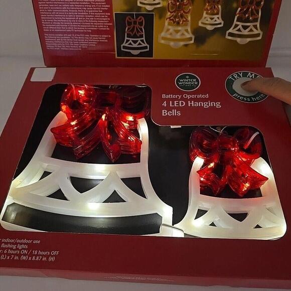 Winter Wonder Lane Battery operated‎ 8 LED Christmas Hanging Bells Total In/Out - Picture 10 of 14
